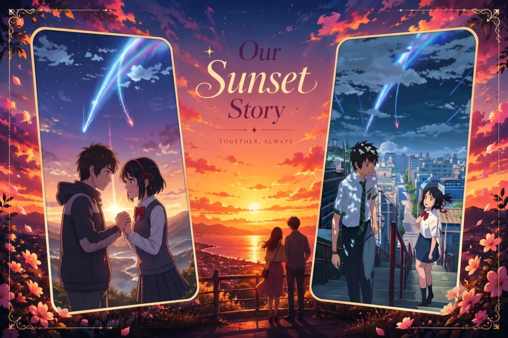 Romantic Anime Sunset Couple