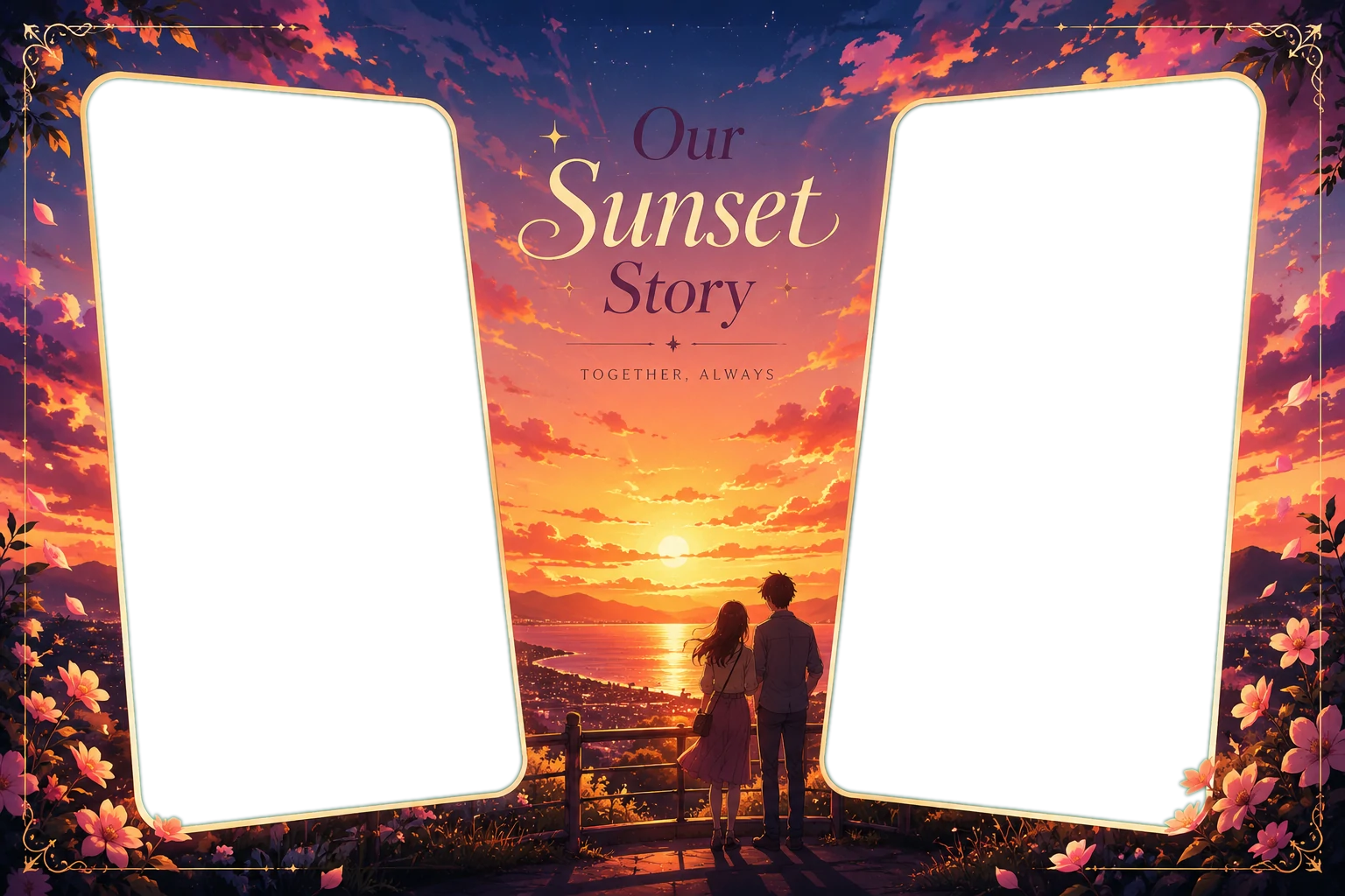 Romantic Anime Sunset Couple
