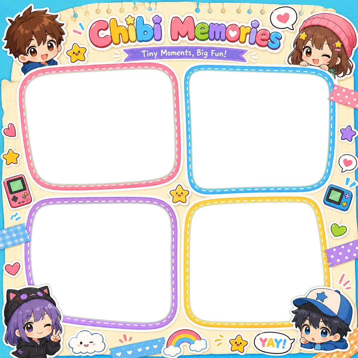 Colorful Chibi Memory Collage