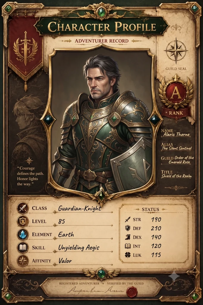 Fantasy Character Profile Card