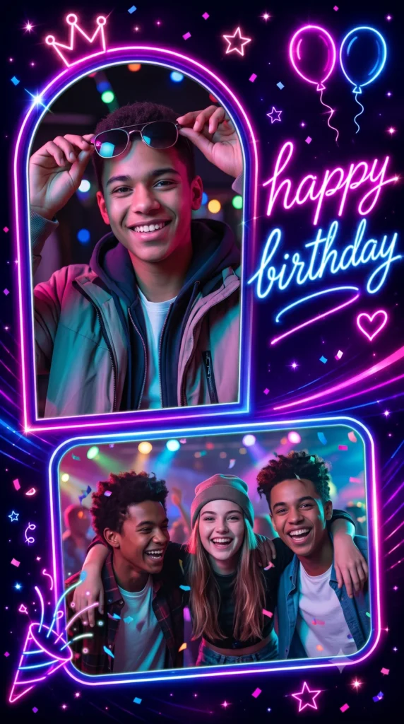 Neon Birthday Invitation