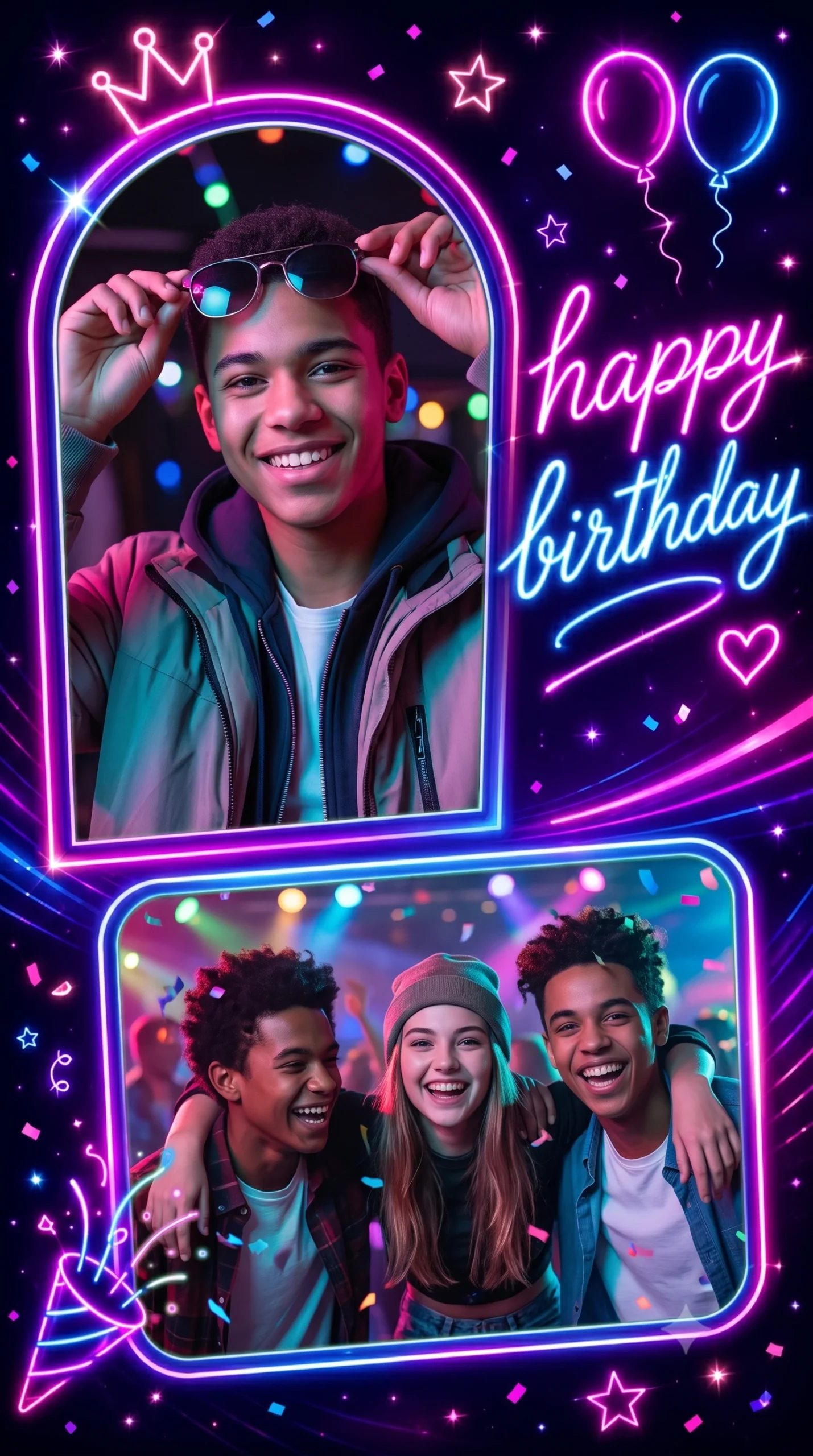Neon Birthday Invitation