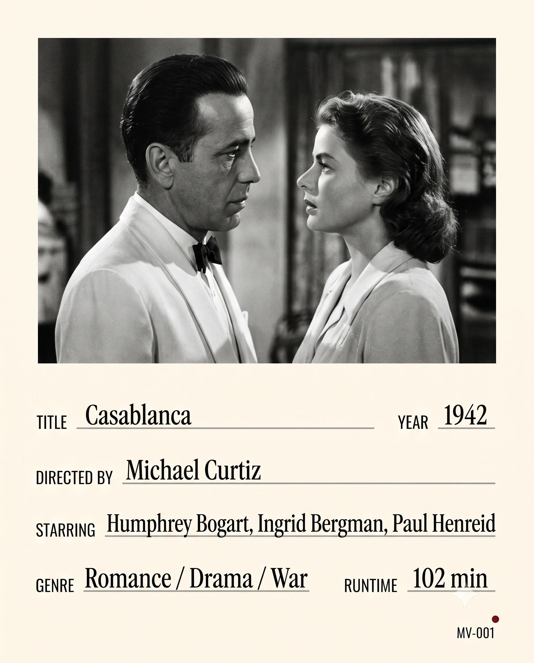 Classic Movie Info Frame