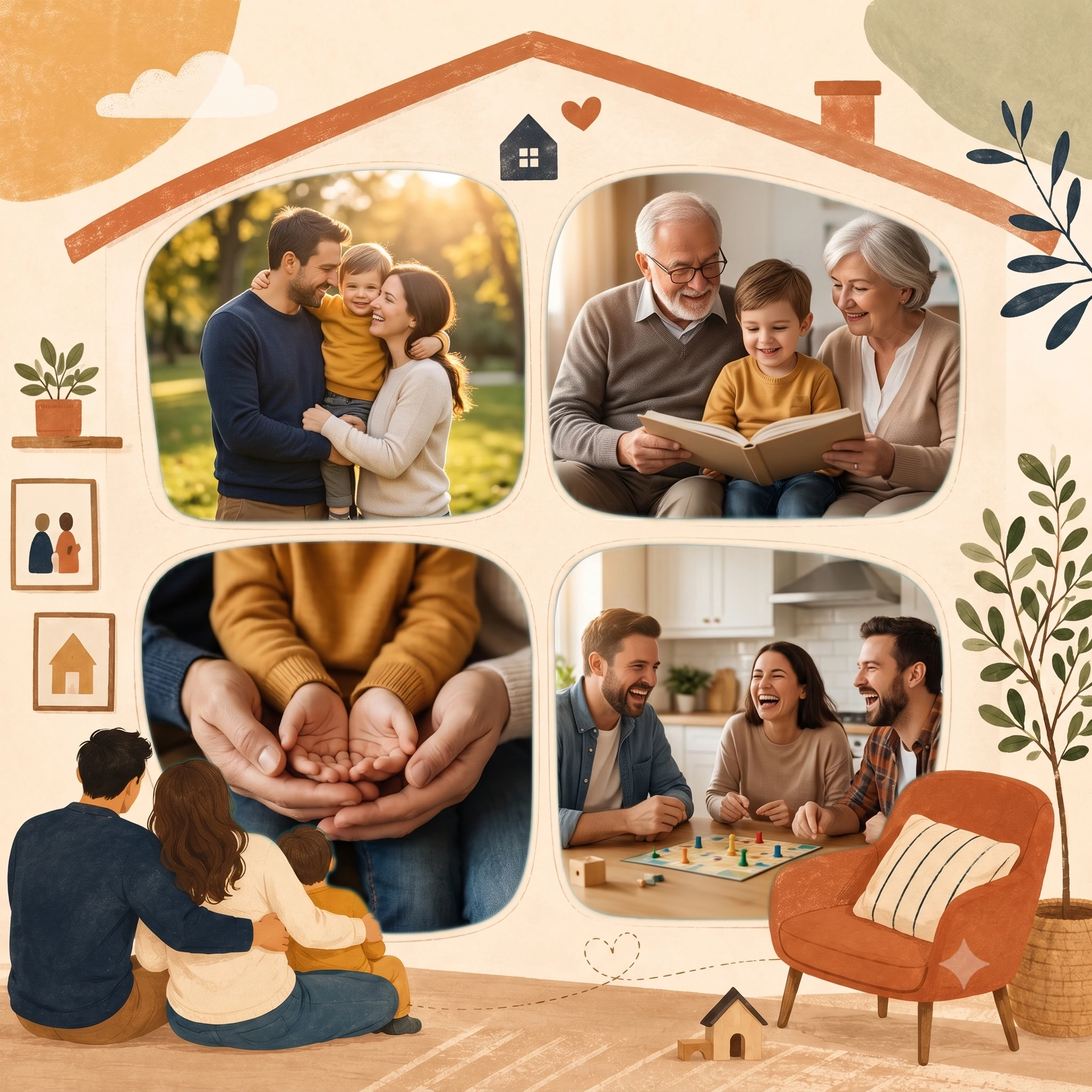 Warm Family Grid Collage