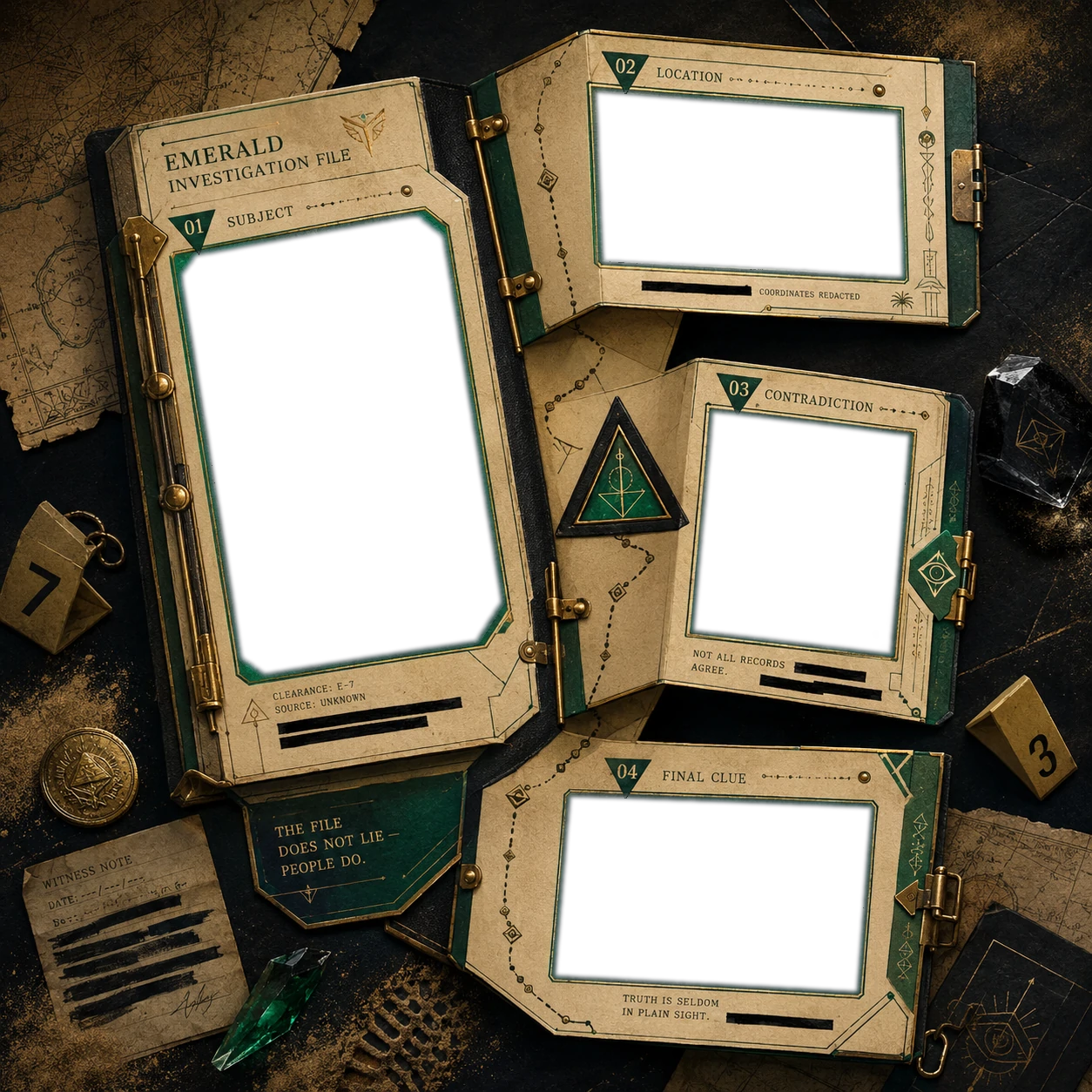 Emerald Investigation File Collage