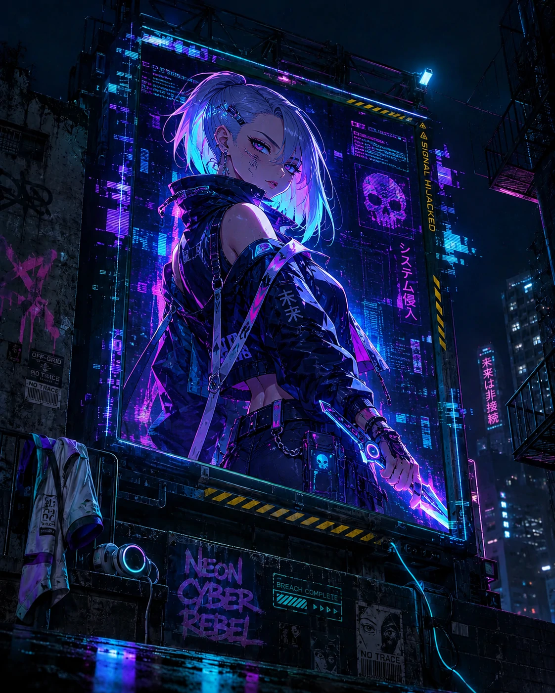 Neon Cyber Rebel Portrait