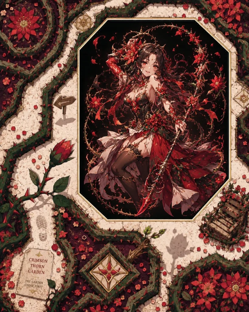 Crimson Thorn Garden Portrait