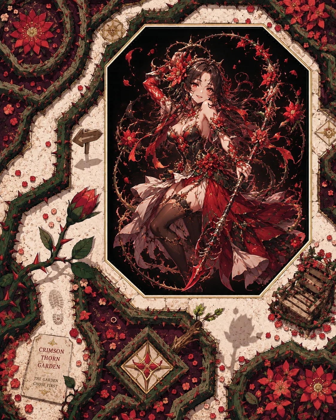 Crimson Thorn Garden Portrait