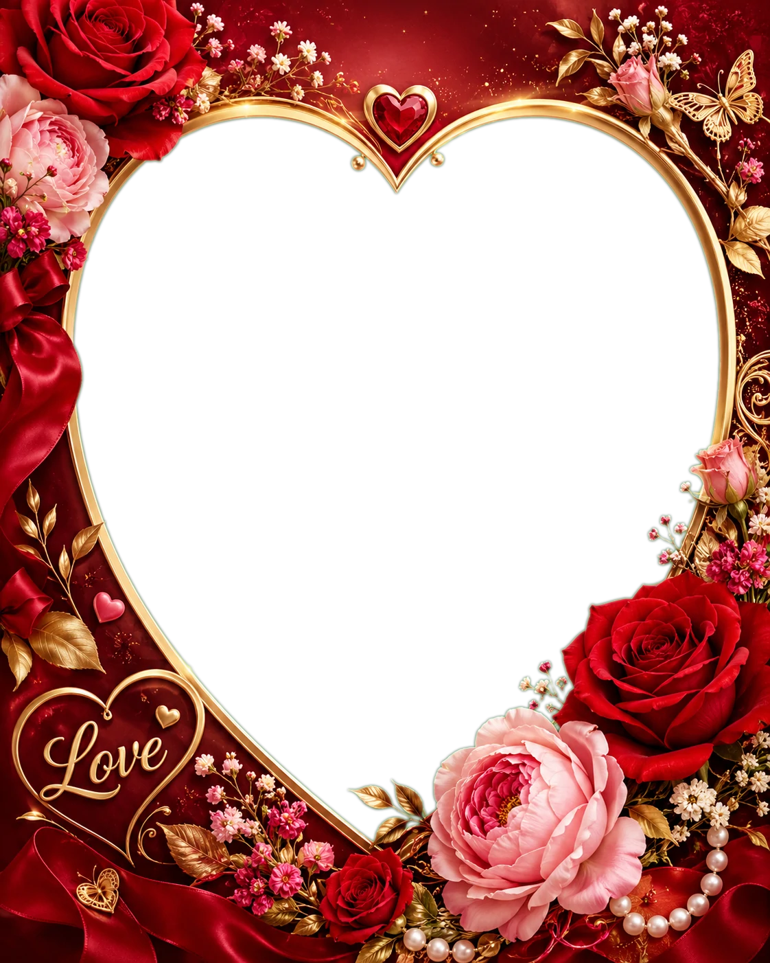 Romantic Floral Love Frame