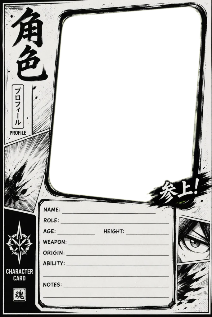Inked Manga Character Profile Card