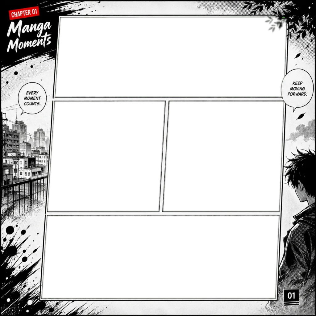 Black and White Manga Panel Collage