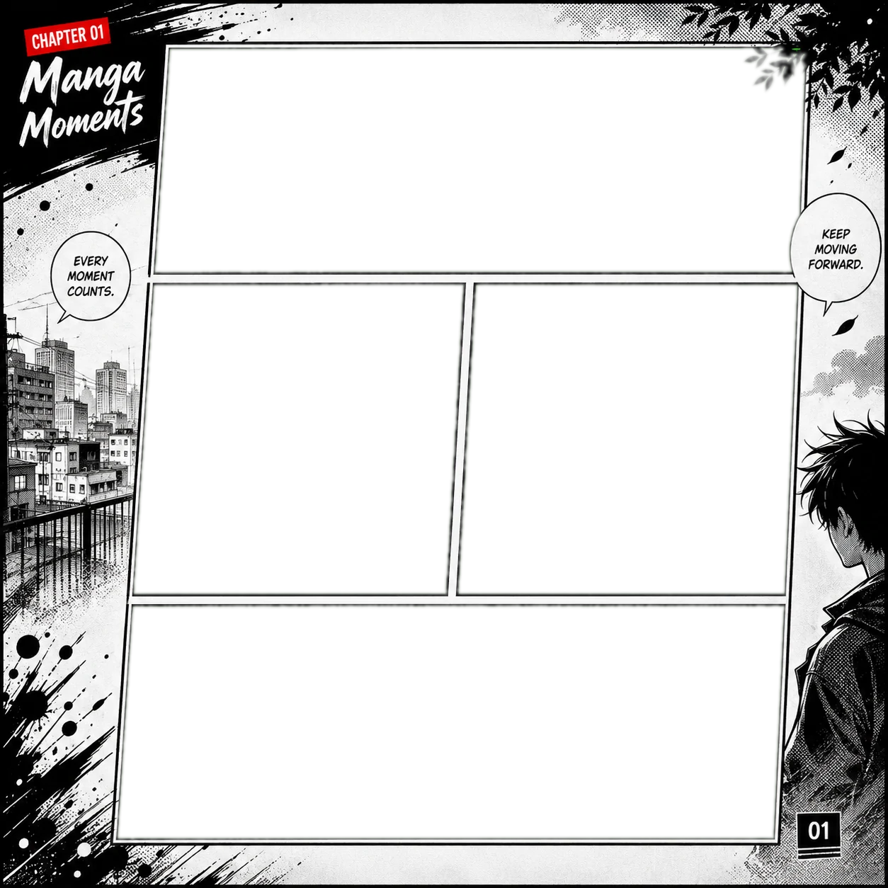 Black and White Manga Panel Collage