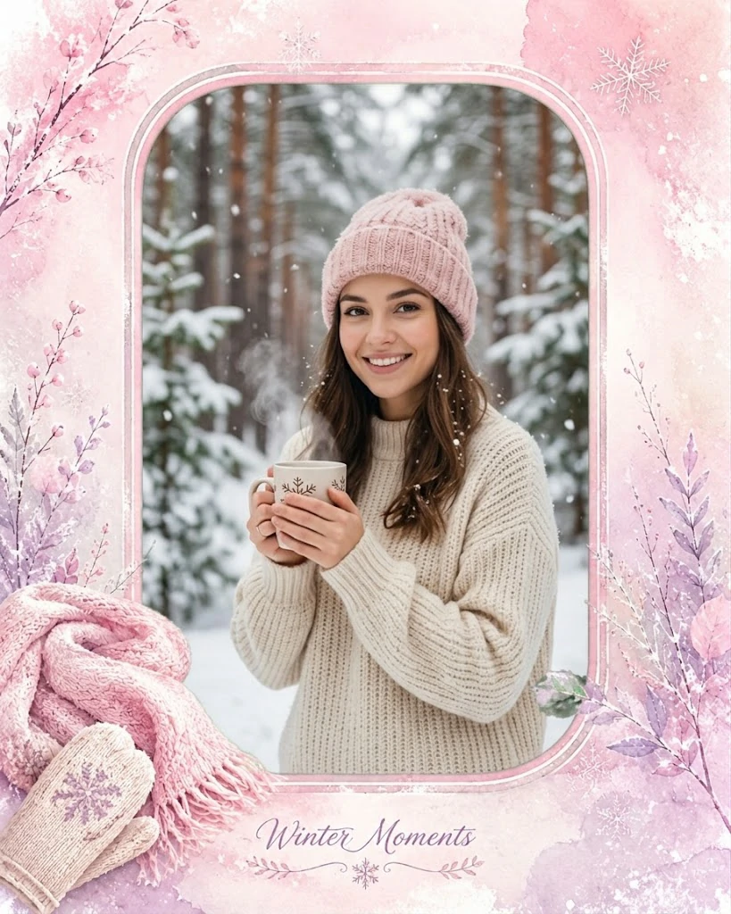 Soft Pink Winter Frame
