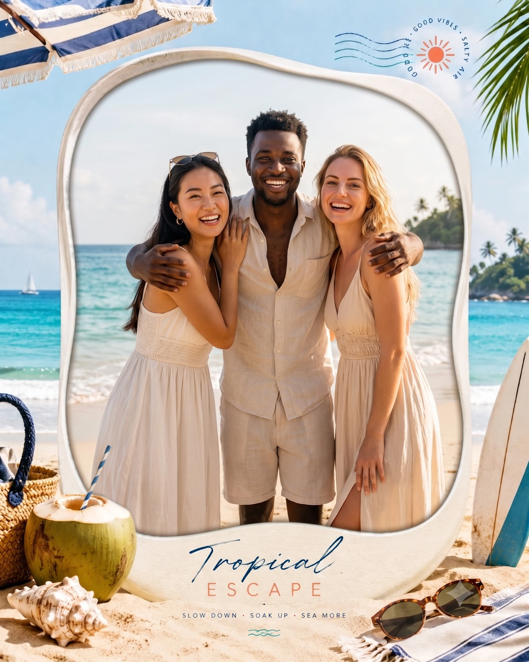 Tropical Beach Vacation Frame