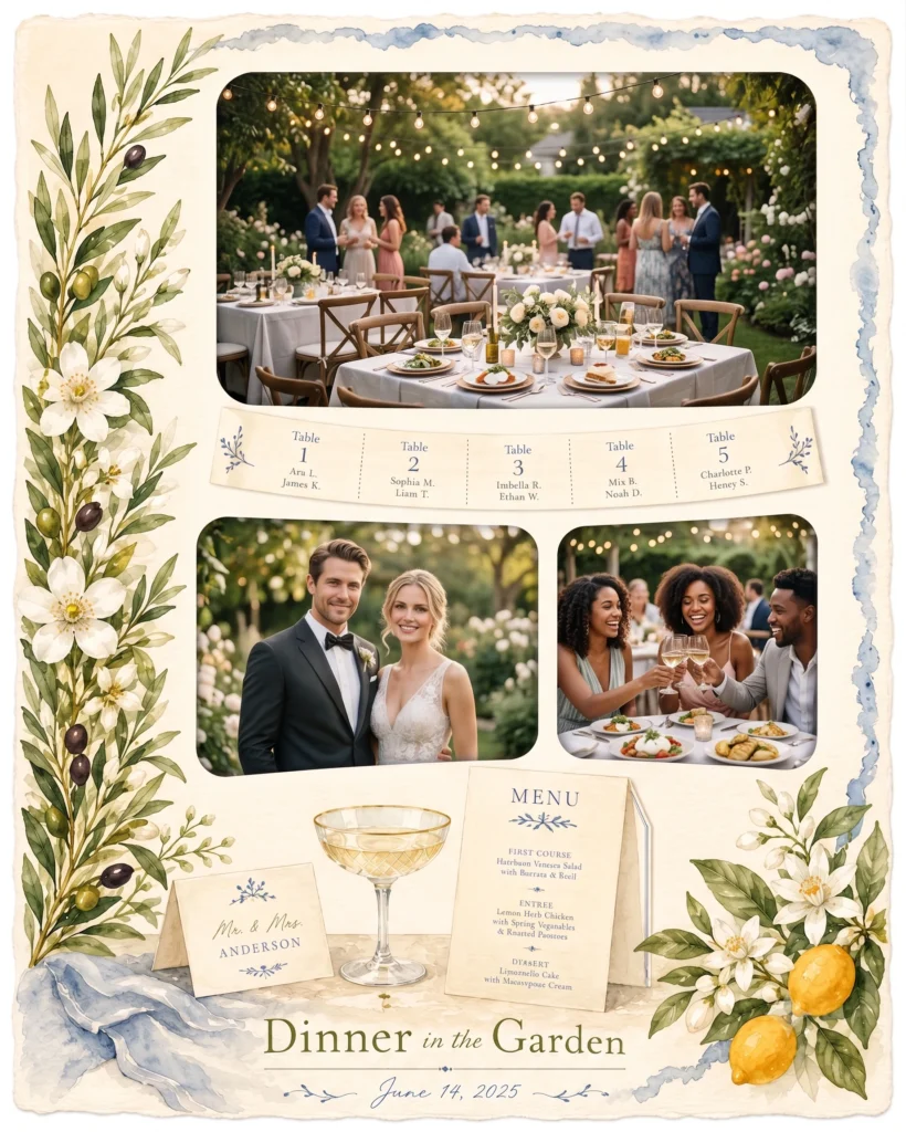 Garden Supper Ribbon Frame