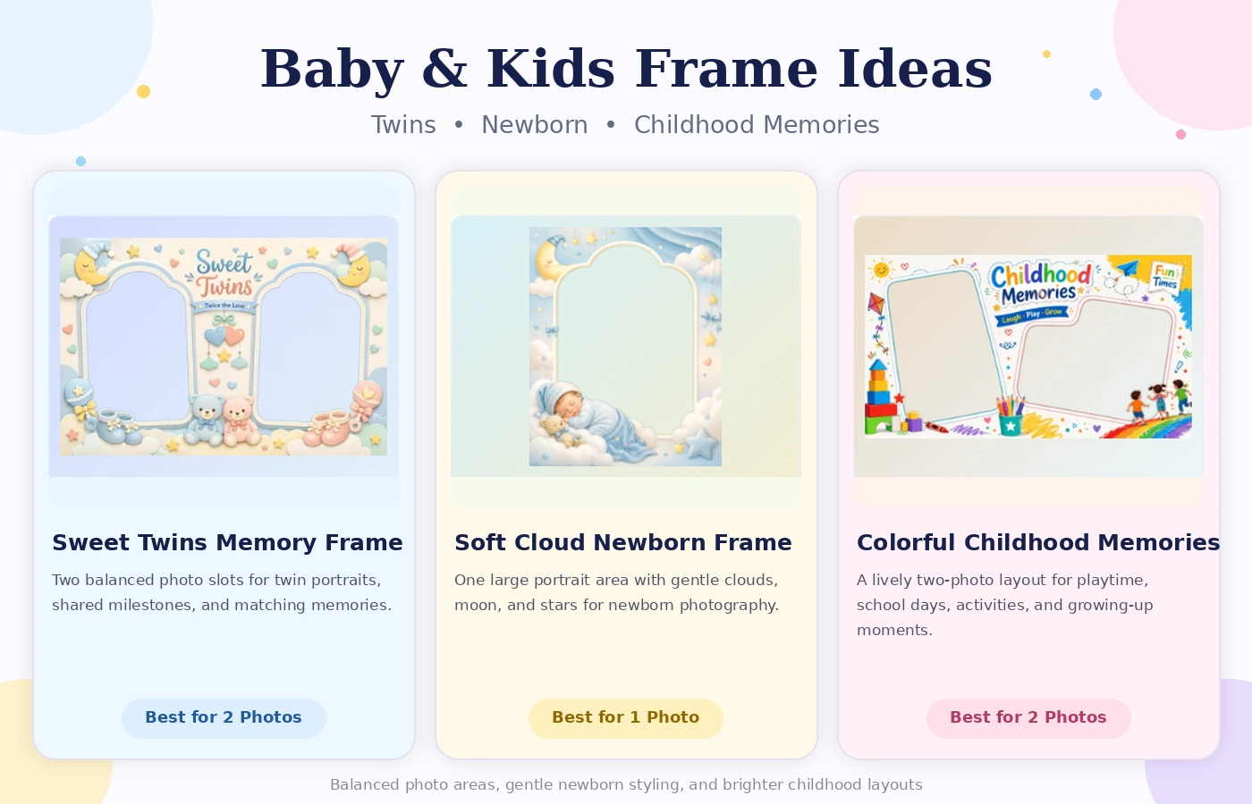 Twins, newborn, and childhood memory photo frame templates