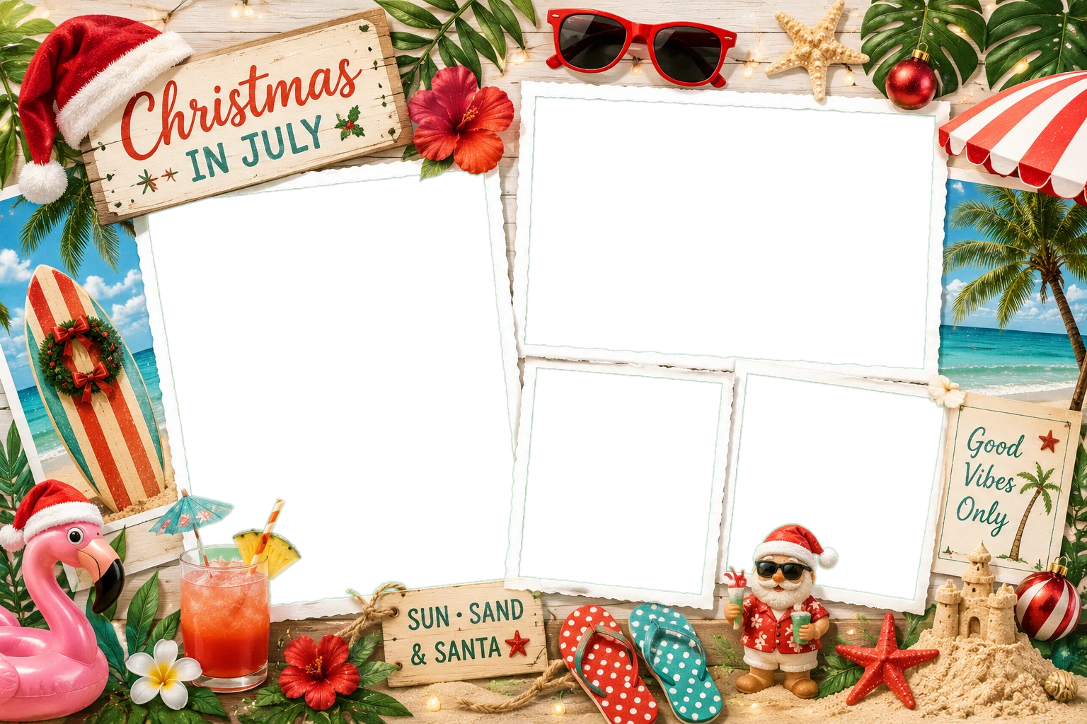 Christmas in July summer collage photo frame template