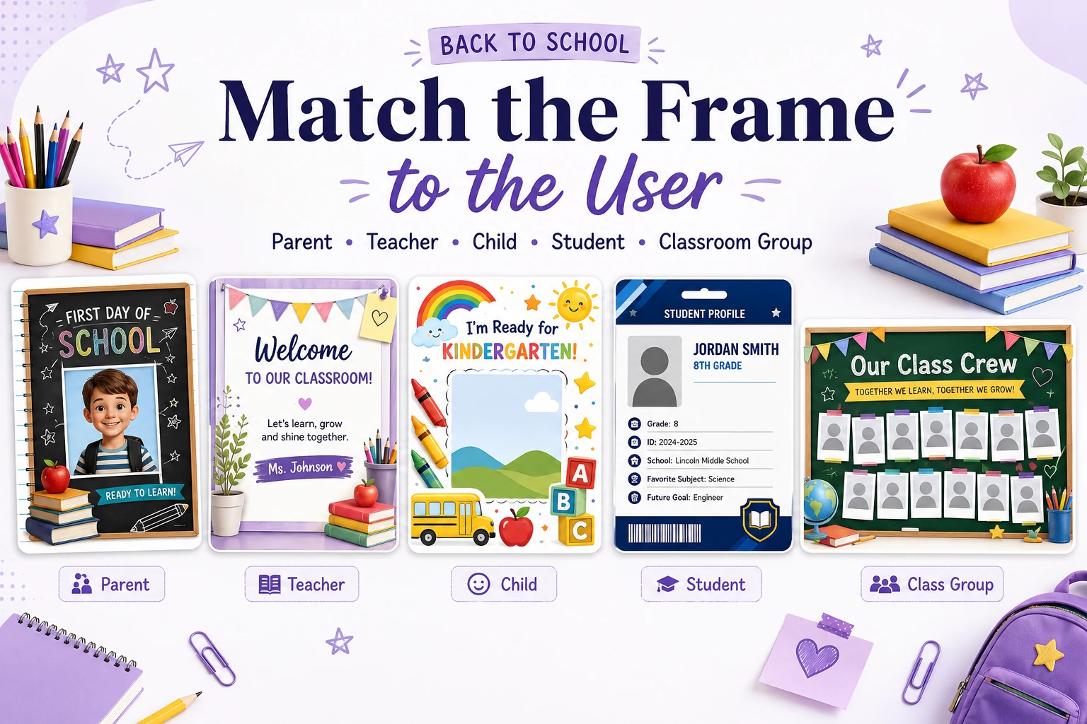 First Day of School photo frame template for 2026